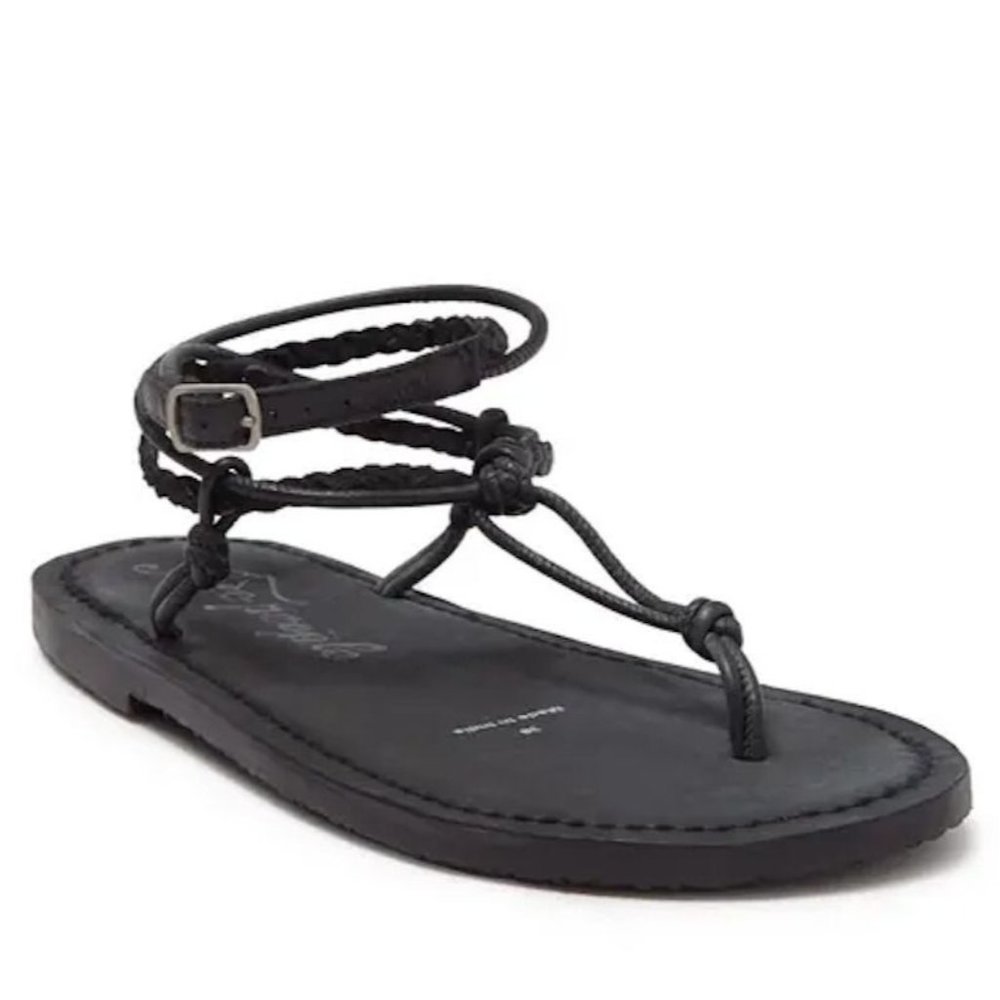 New FREE PEOPLE Womens Size 8 Caroline Cali Sandals Black Braided Strap Bohemian